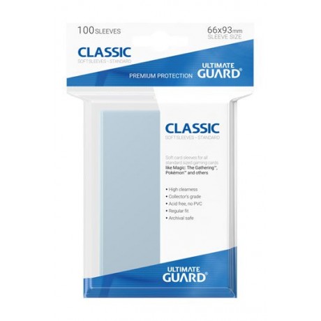 [ULT] Ultimate Guard Classic Soft Sleeves Fundas de Cartas Tamaño Estándar Transparente (100)