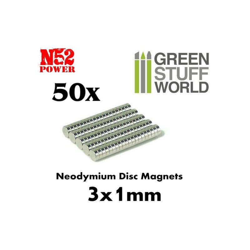 Imanes neodimio, 2x1 mm. GREEN STUFF WORLD 11009
